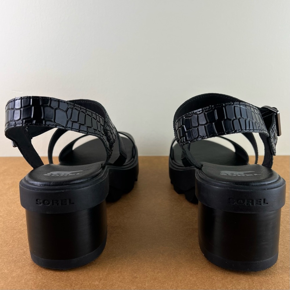 NEW SOREL BLACK LEATHER SANDALS - Picture 5 of 12
